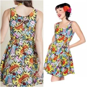 FOLTER Yellow and Orange Sleeveless Scoop Neck Sundress